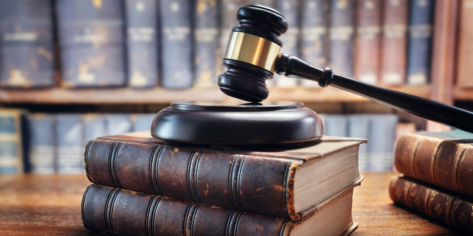 Gavel on top of law books