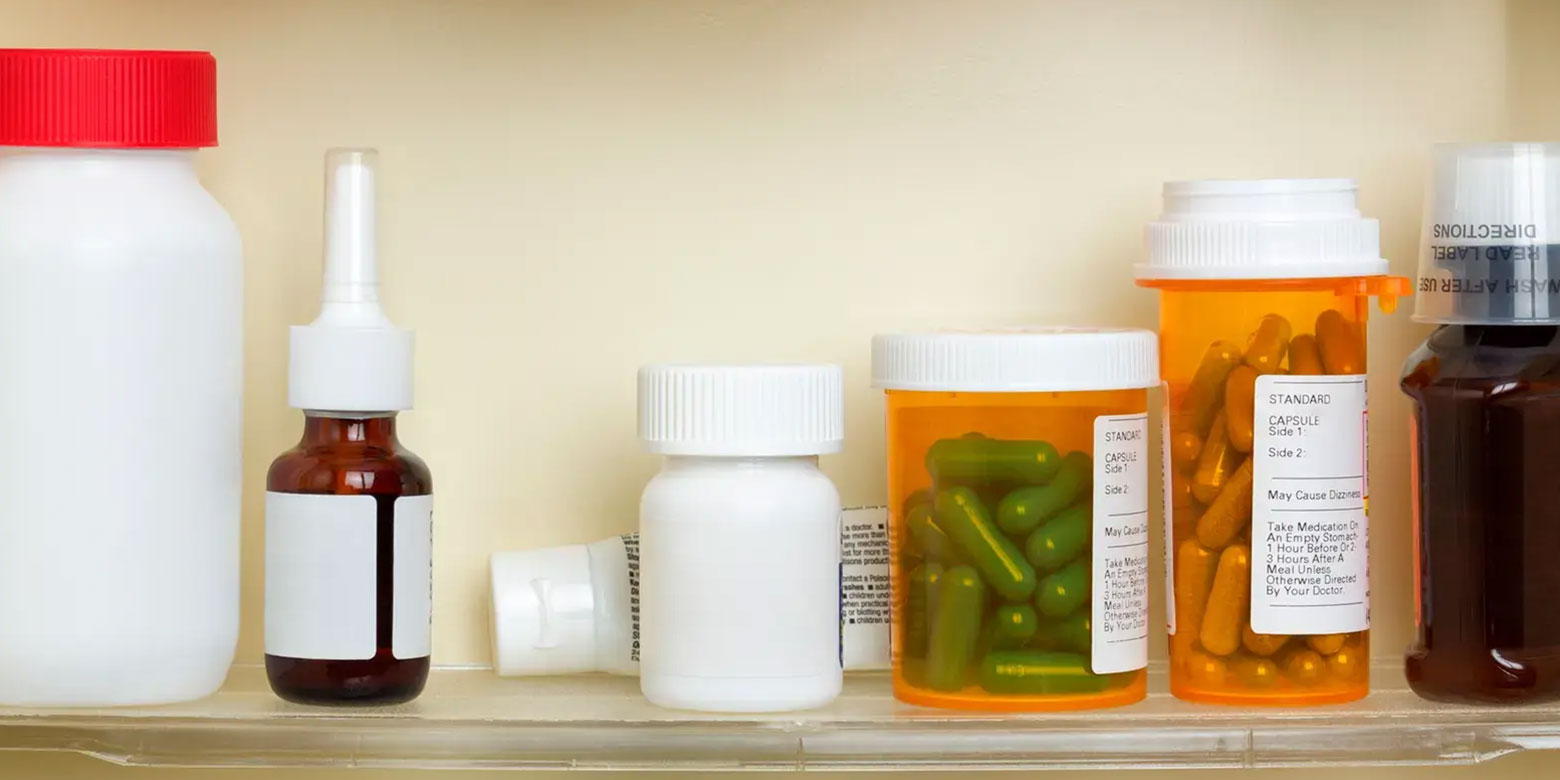 Image of prescriptions in a medicine cabinet